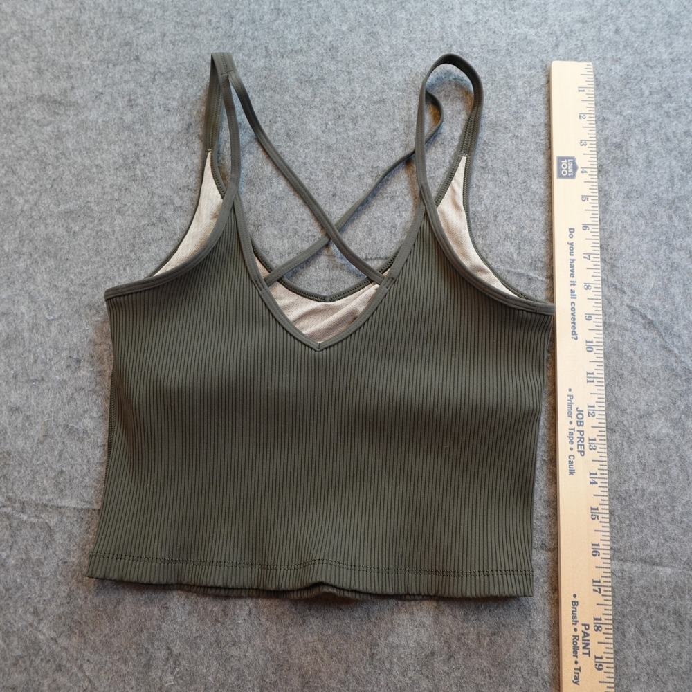 Vuori Top Womens Large Green Rib Crop Tank Strappy VNeck Active Tank VW189 - Picture 5 of 7